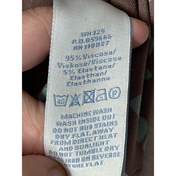 Boden Paris Jersey Faux Wrap Dress Brown Blue 6 LONG V-Neck Tie Sleeve Midi - Picture 5 of 6